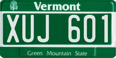 VT license plate XUJ601
