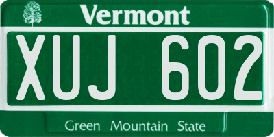 VT license plate XUJ602