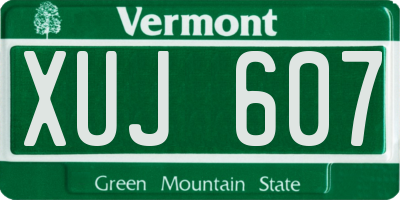 VT license plate XUJ607