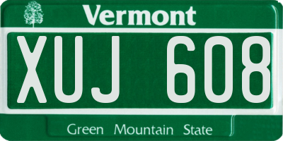 VT license plate XUJ608