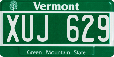 VT license plate XUJ629