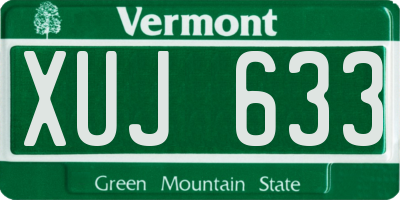 VT license plate XUJ633