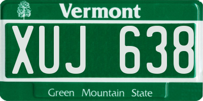 VT license plate XUJ638