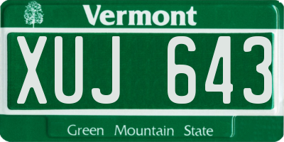 VT license plate XUJ643
