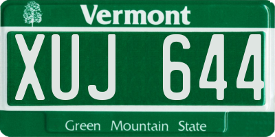 VT license plate XUJ644