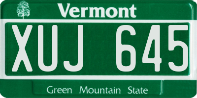 VT license plate XUJ645