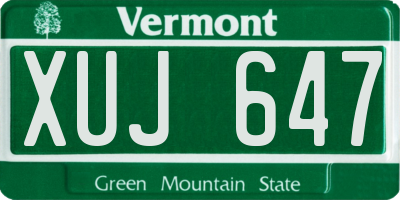 VT license plate XUJ647