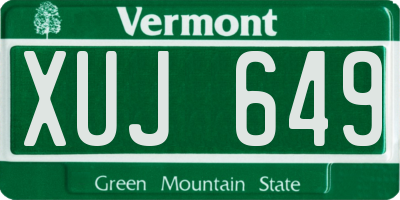 VT license plate XUJ649