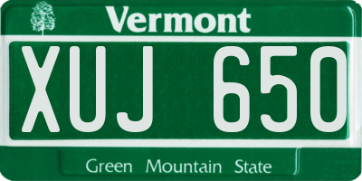 VT license plate XUJ650