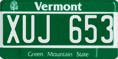 VT license plate XUJ653