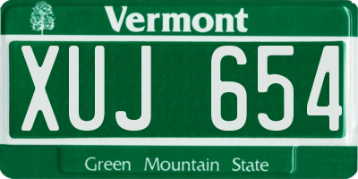VT license plate XUJ654