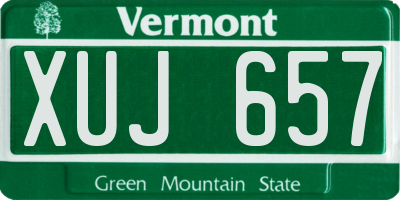VT license plate XUJ657