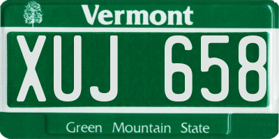 VT license plate XUJ658