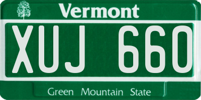 VT license plate XUJ660