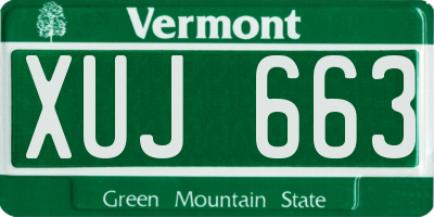 VT license plate XUJ663
