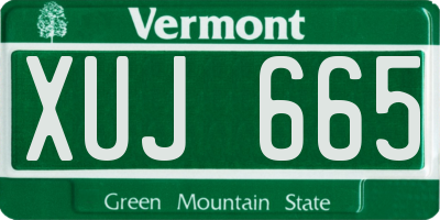 VT license plate XUJ665