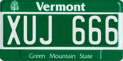 VT license plate XUJ666