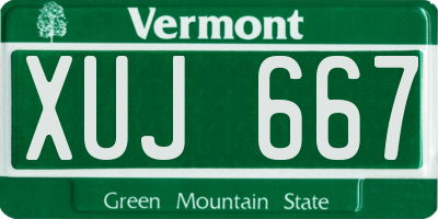 VT license plate XUJ667