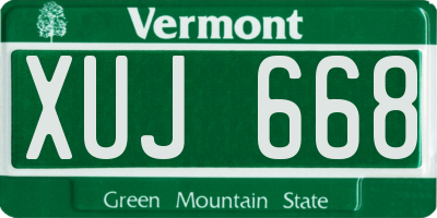 VT license plate XUJ668