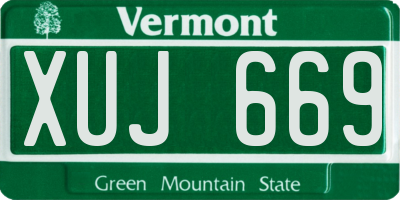 VT license plate XUJ669