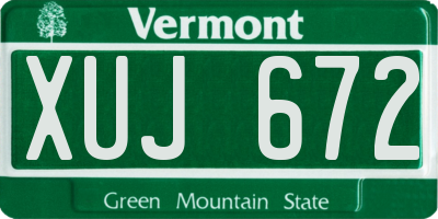 VT license plate XUJ672