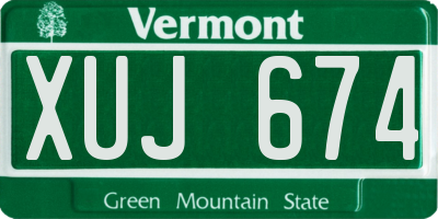 VT license plate XUJ674
