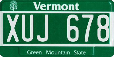 VT license plate XUJ678