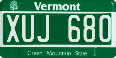VT license plate XUJ680