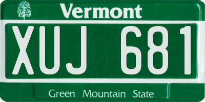 VT license plate XUJ681