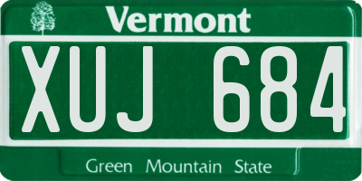 VT license plate XUJ684