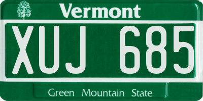 VT license plate XUJ685