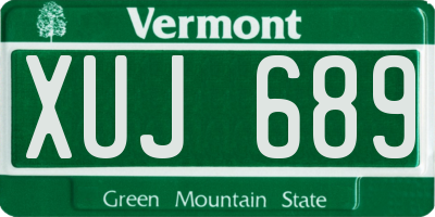 VT license plate XUJ689