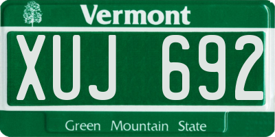 VT license plate XUJ692