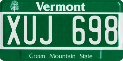 VT license plate XUJ698