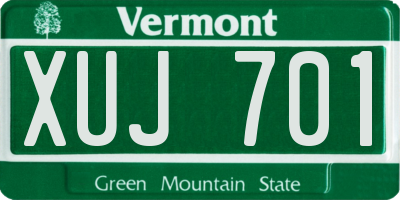 VT license plate XUJ701