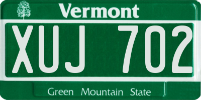 VT license plate XUJ702