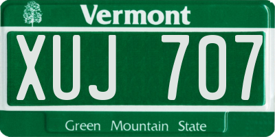 VT license plate XUJ707