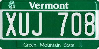 VT license plate XUJ708