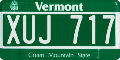 VT license plate XUJ717