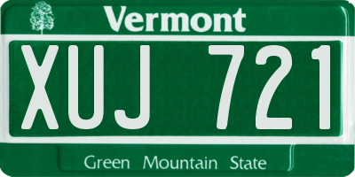 VT license plate XUJ721