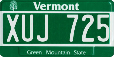 VT license plate XUJ725
