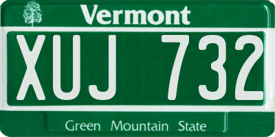 VT license plate XUJ732