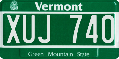 VT license plate XUJ740