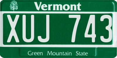 VT license plate XUJ743