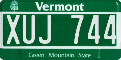 VT license plate XUJ744