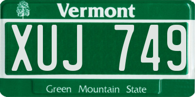 VT license plate XUJ749