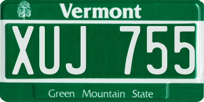 VT license plate XUJ755