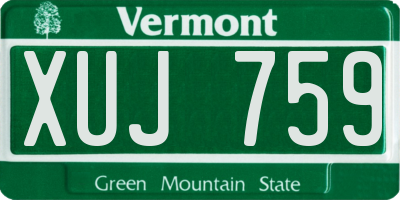 VT license plate XUJ759