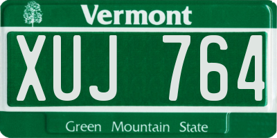 VT license plate XUJ764