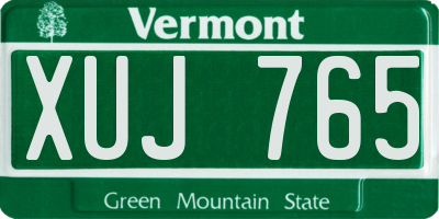 VT license plate XUJ765